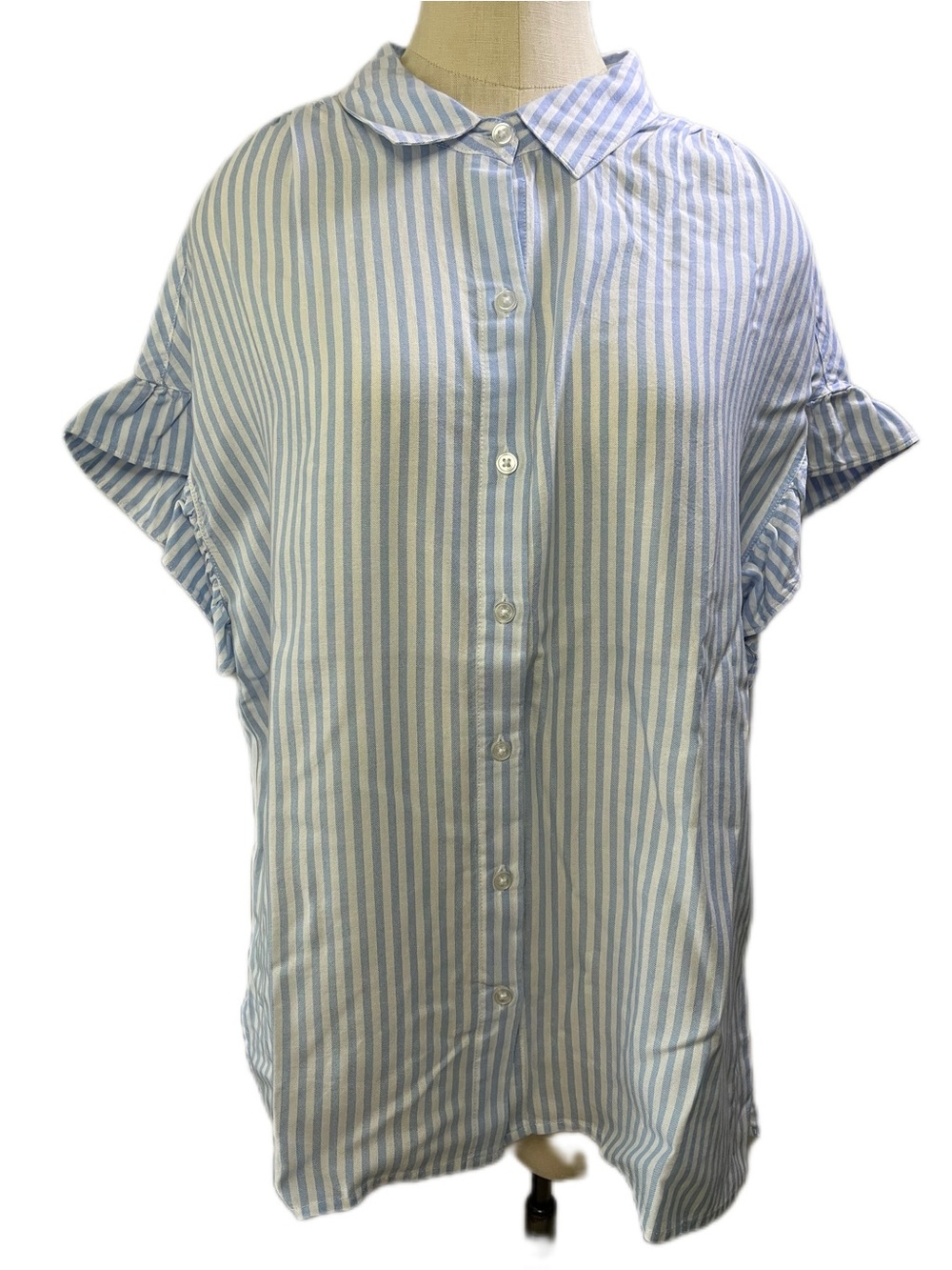 Lola River Light Blue and White Striped Button-Up Shirt
